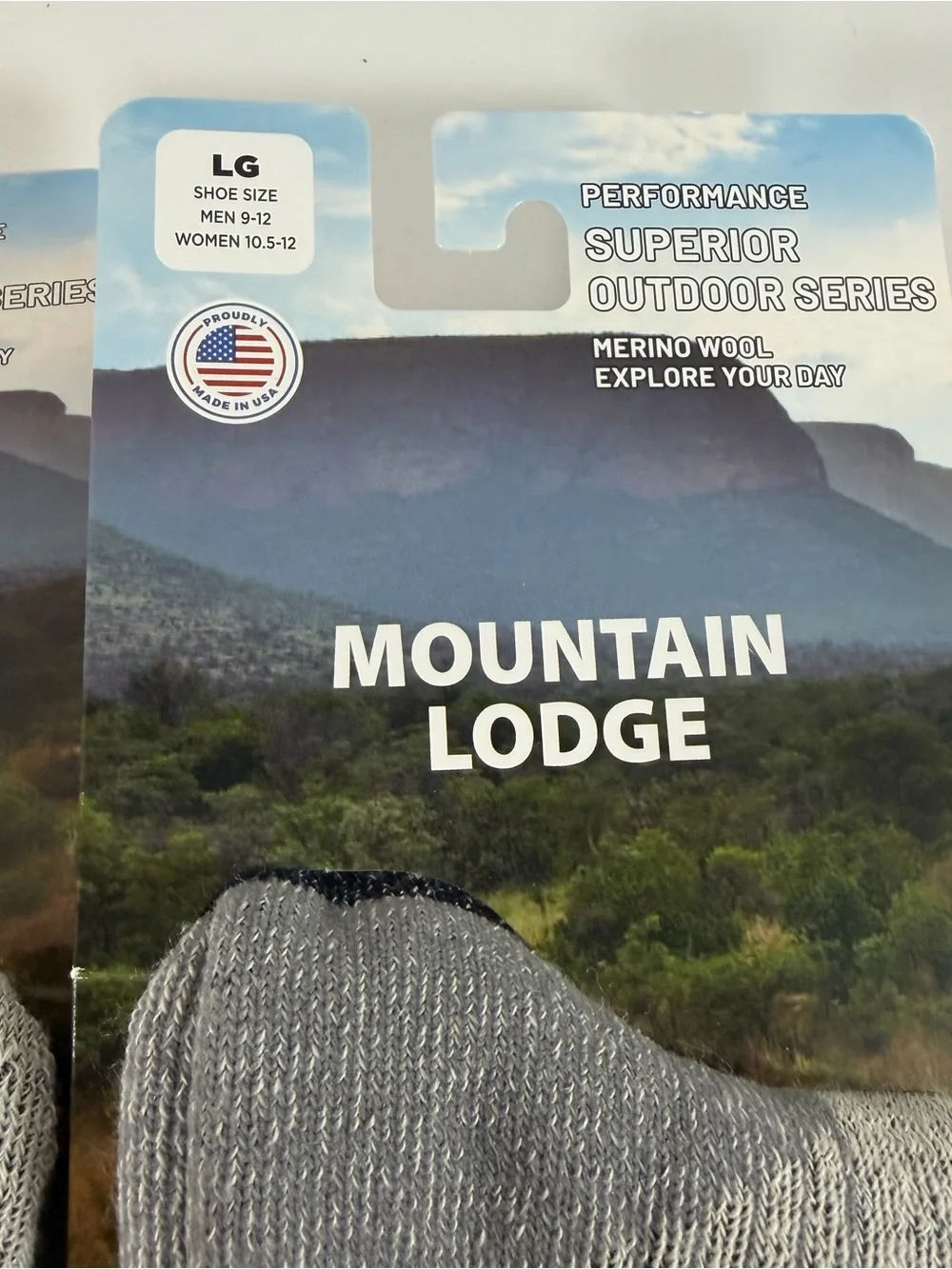 Mountain Lodge Men’s Grey Crew Socks - 2 Pack 75% Merino Wool